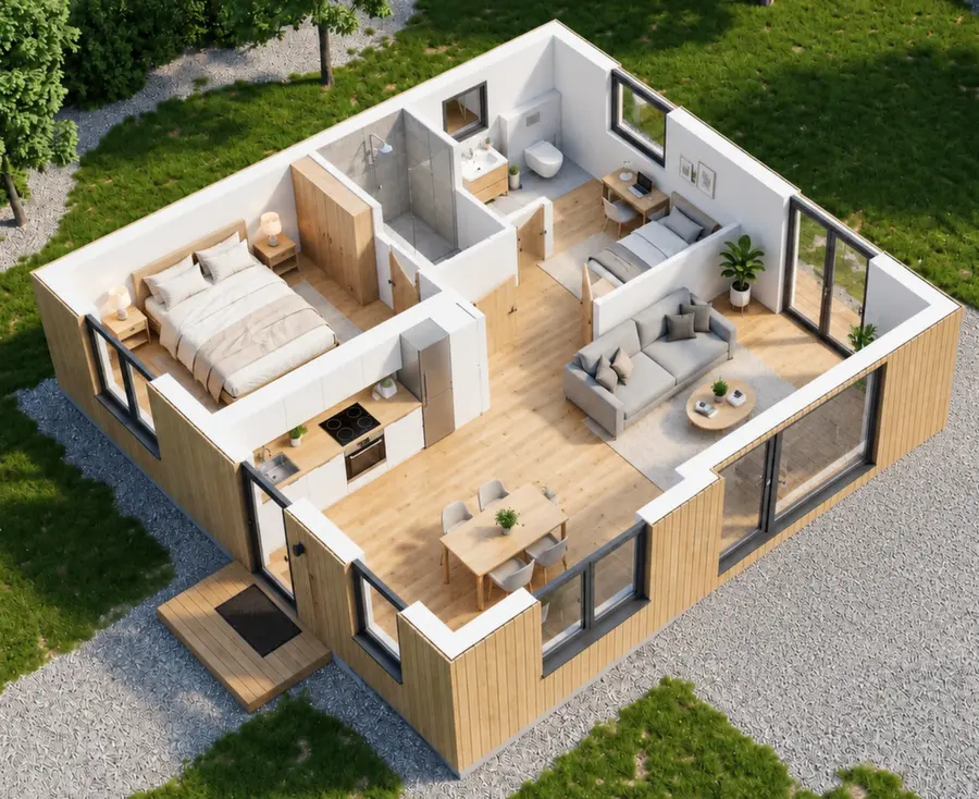 Планировка с мебелью Nord 54 м²
